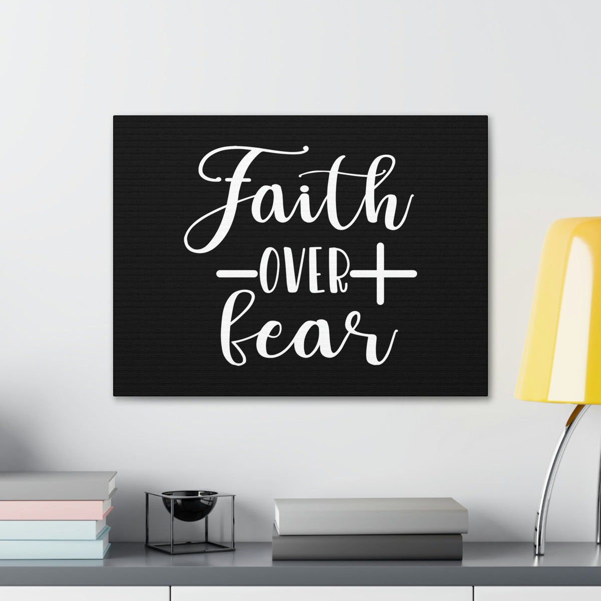 Scripture Walls Faith Over Fear Mark 4:40 Cross Black Christian Wall Art Bible Verse Print Ready to Hang Unframed-Express Your Love Gifts