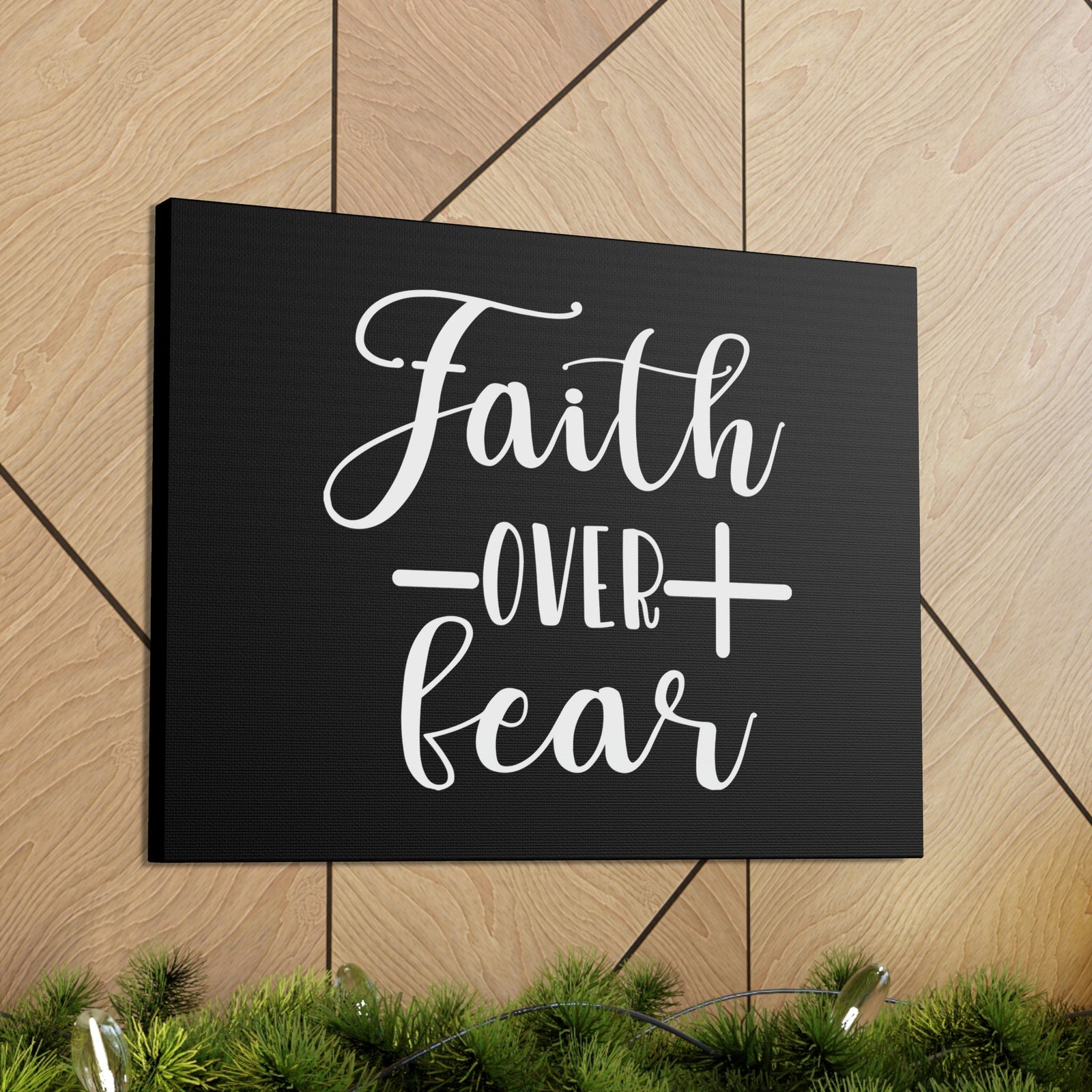 Scripture Walls Faith Over Fear Mark 4:40 Cross Black Christian Wall Art Bible Verse Print Ready to Hang Unframed-Express Your Love Gifts