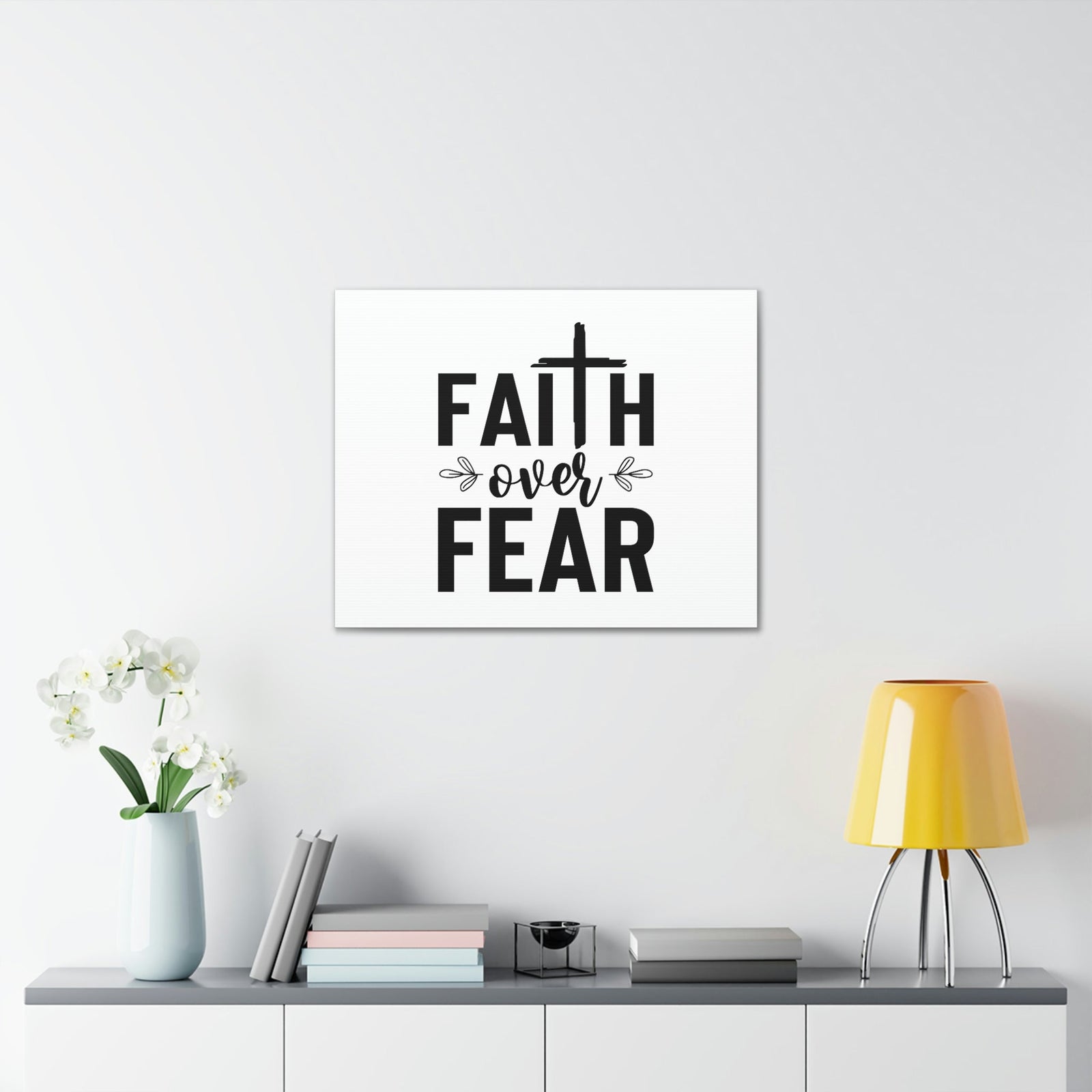 Scripture Walls Faith Over Fear Mark 4:40 Cross Christian Wall Art Bible Verse Print Ready to Hang Unframed-Express Your Love Gifts