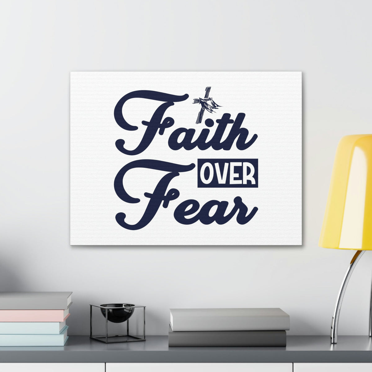 Scripture Walls Faith Over Fear Mark 4:40 Cross W/ Cloth Christian Wall Art Bible Verse Print Ready to Hang Unframed-Express Your Love Gifts