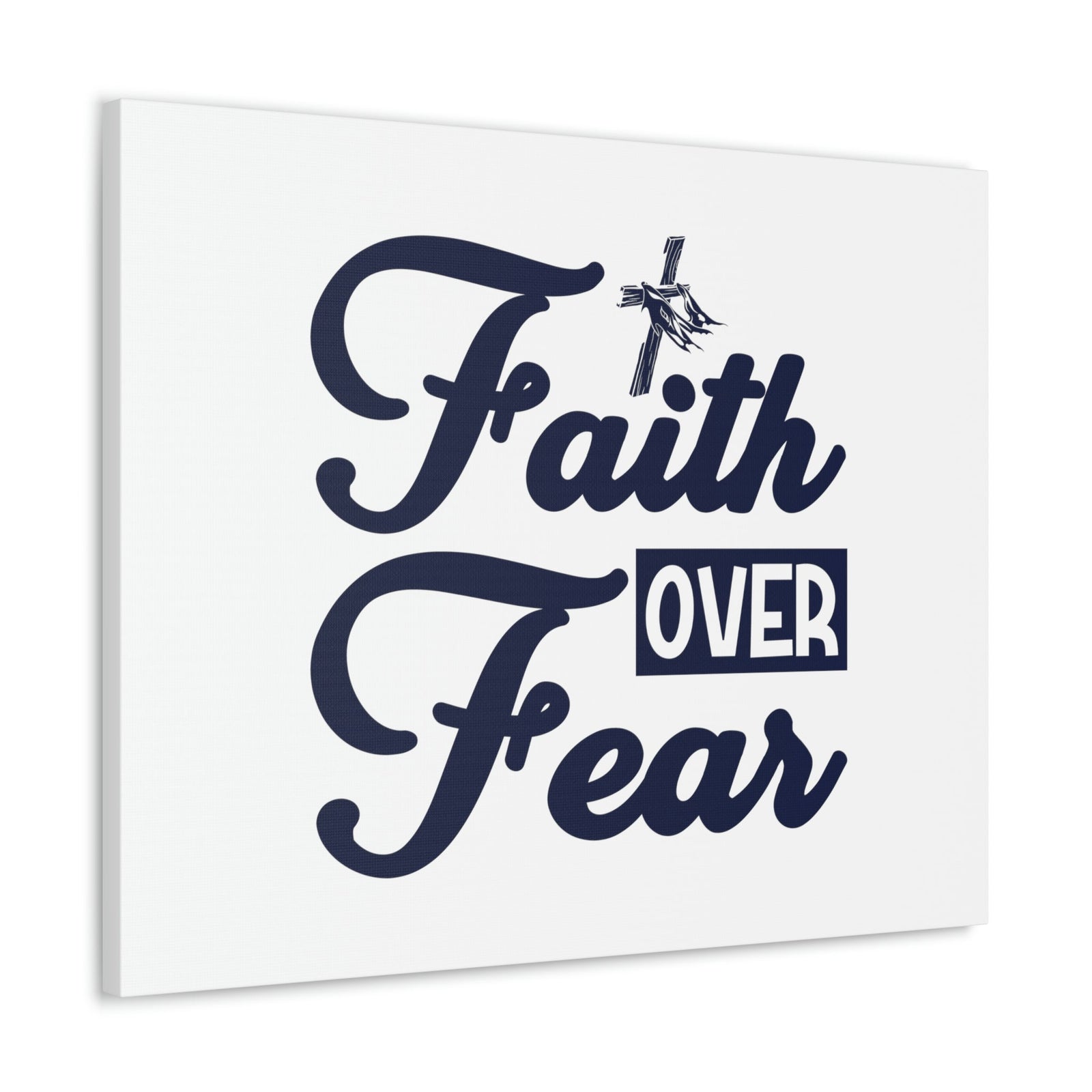 Scripture Walls Faith Over Fear Mark 4:40 Cross W/ Cloth Christian Wall Art Bible Verse Print Ready to Hang Unframed-Express Your Love Gifts