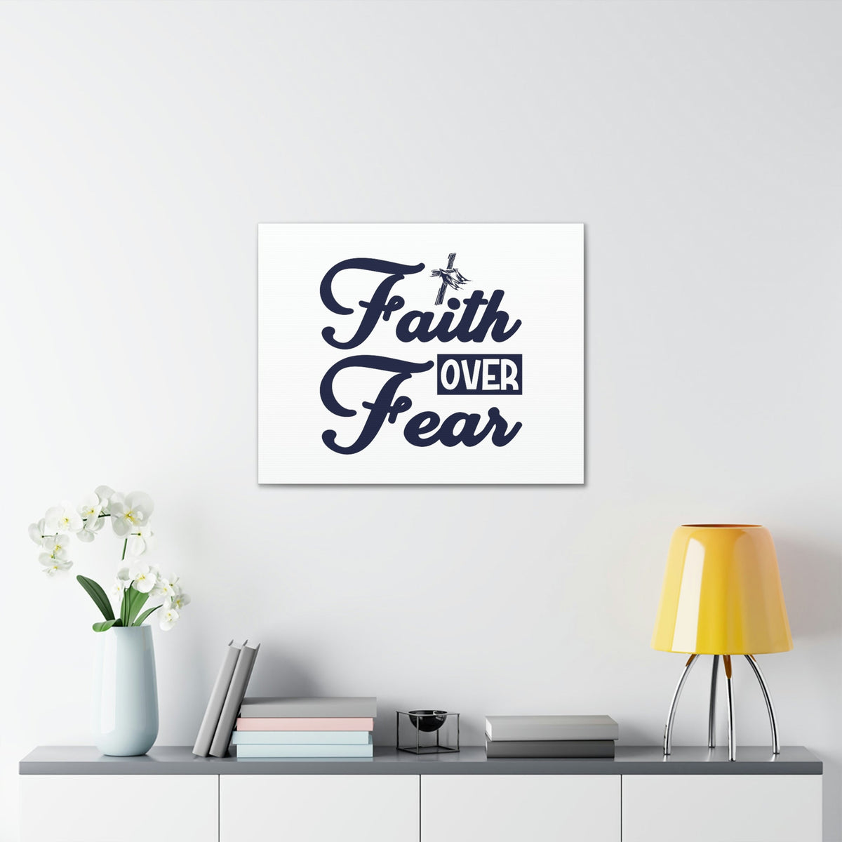 Scripture Walls Faith Over Fear Mark 4:40 Cross W/ Cloth Christian Wall Art Bible Verse Print Ready to Hang Unframed-Express Your Love Gifts