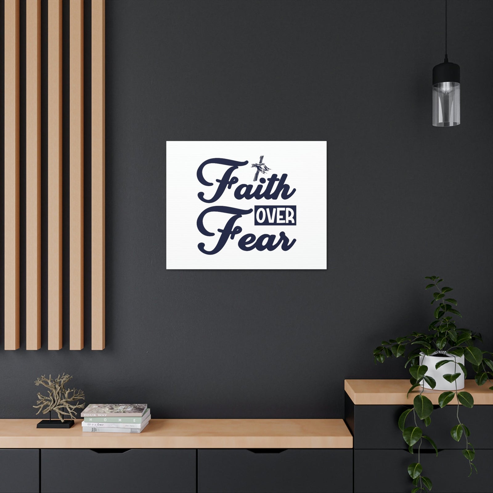 Scripture Walls Faith Over Fear Mark 4:40 Cross W/ Cloth Christian Wall Art Bible Verse Print Ready to Hang Unframed-Express Your Love Gifts