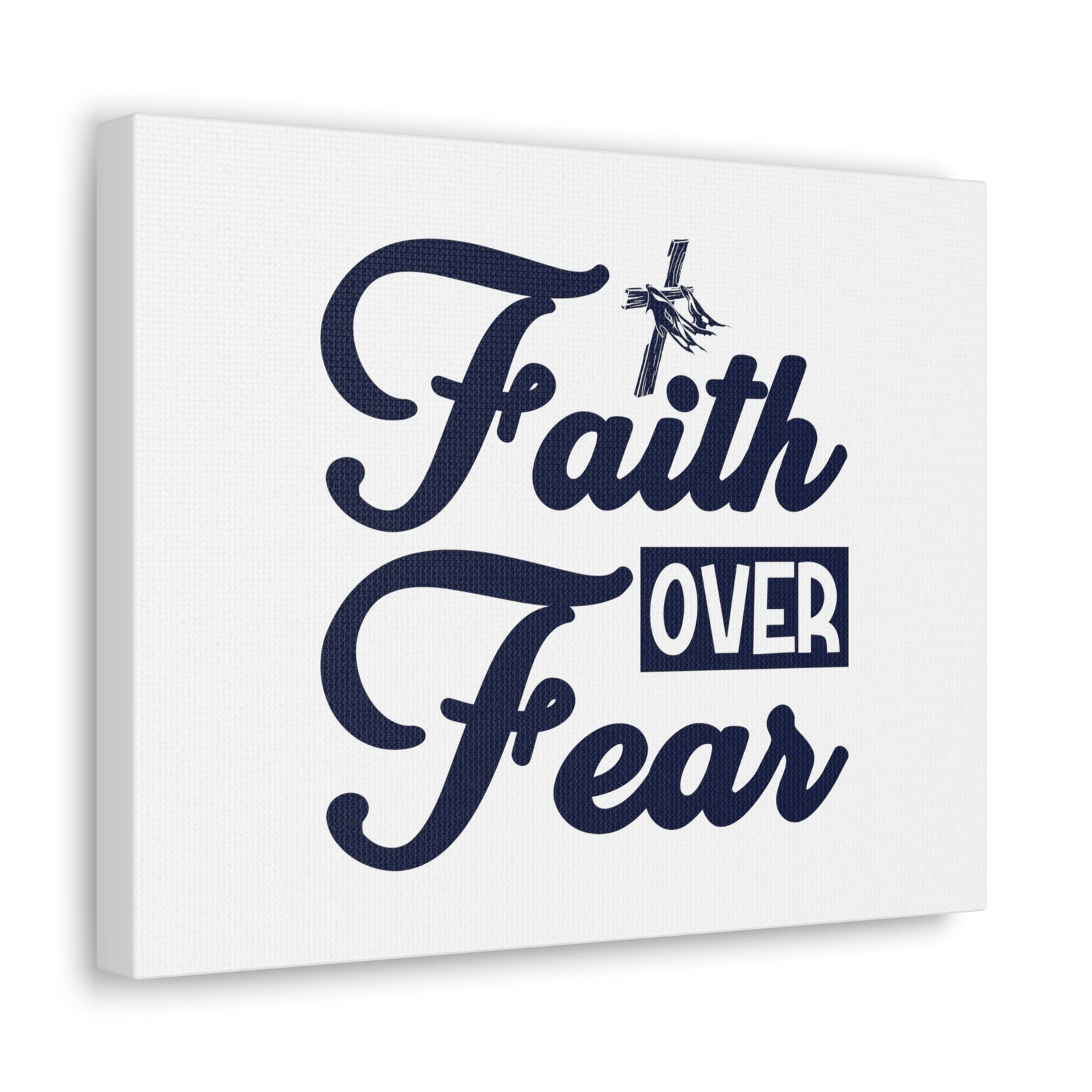 Scripture Walls Faith Over Fear Mark 4:40 Cross W/ Cloth Christian Wall Art Bible Verse Print Ready to Hang Unframed-Express Your Love Gifts