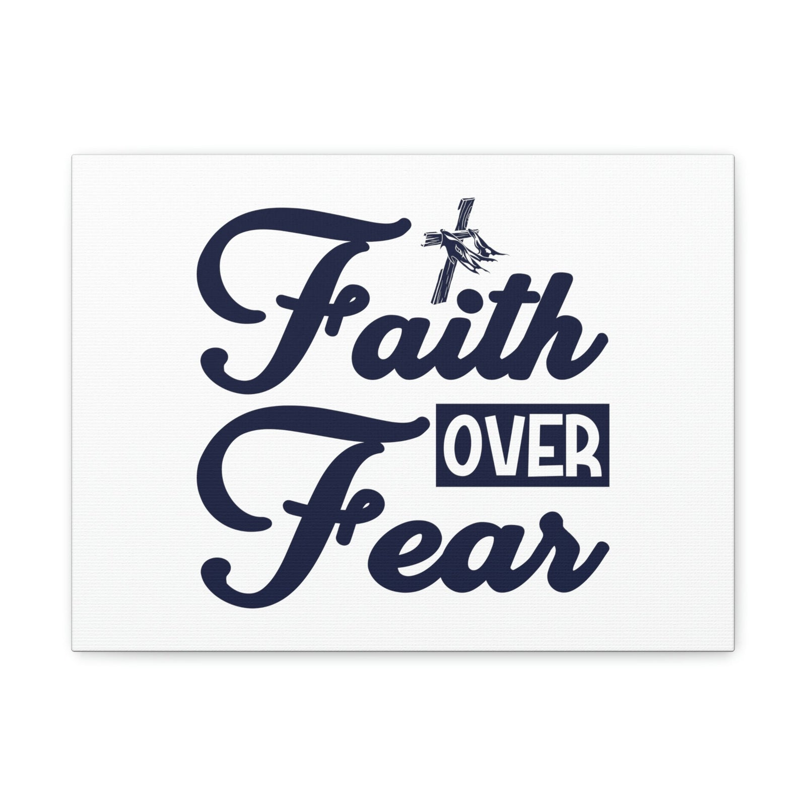 Scripture Walls Faith Over Fear Mark 4:40 Cross W/ Cloth Christian Wall Art Bible Verse Print Ready to Hang Unframed-Express Your Love Gifts