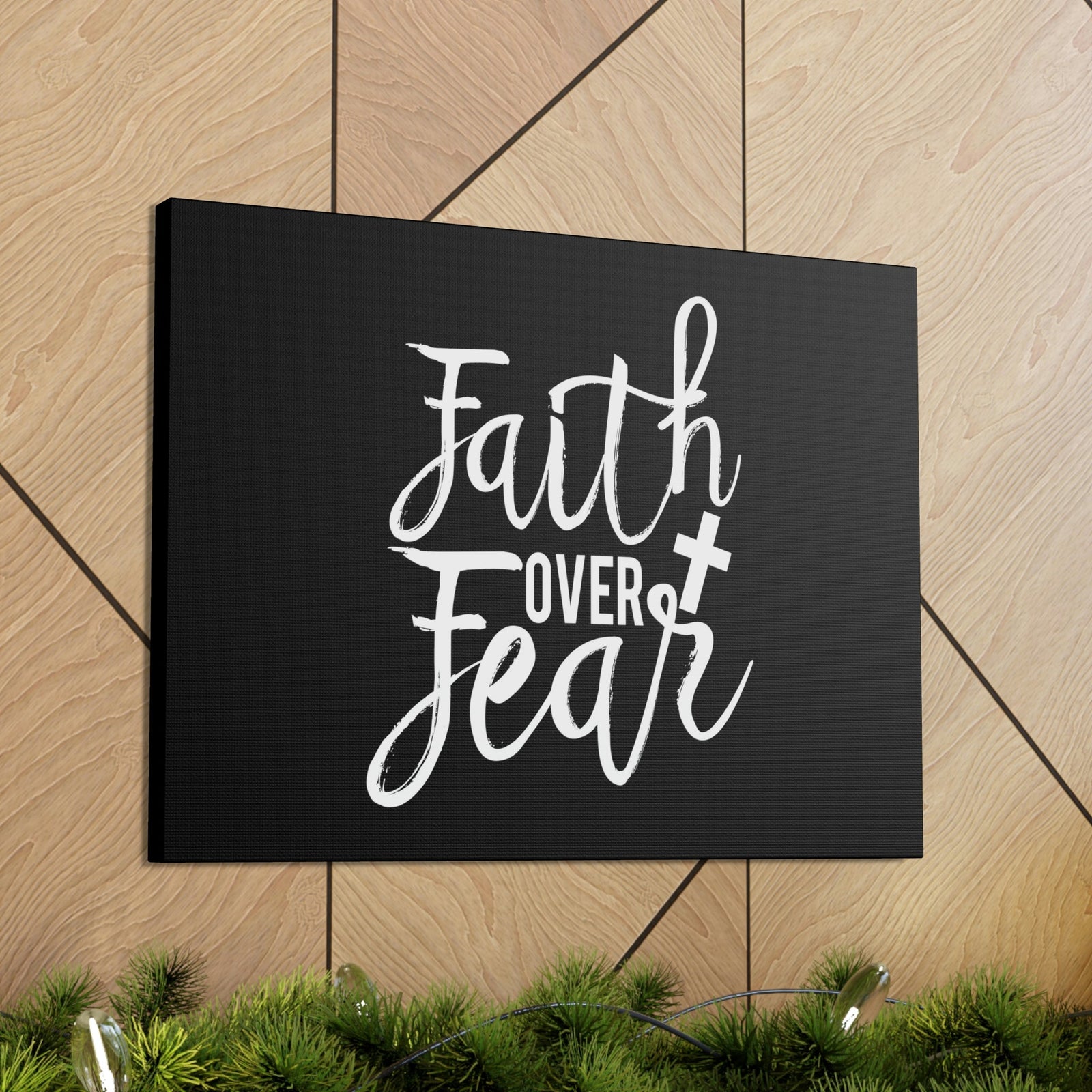 Scripture Walls Faith Over Fear Mark 4:40 Cursive Christian Wall Art Bible Verse Print Ready to Hang Unframed-Express Your Love Gifts