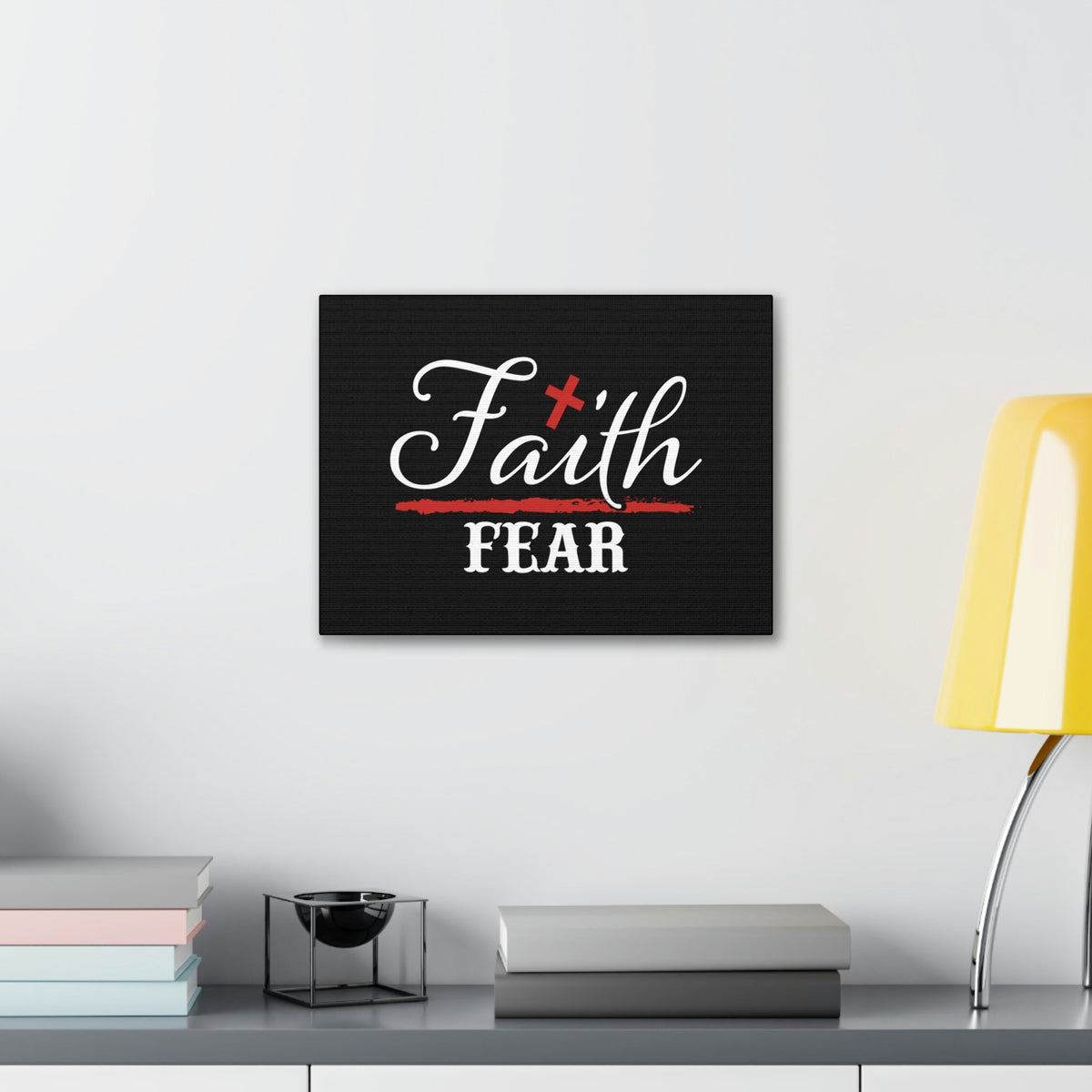 Scripture Walls Faith Over Fear Mark 4:40 Red Cross Christian Wall Art Bible Verse Print Ready to Hang Unframed-Express Your Love Gifts