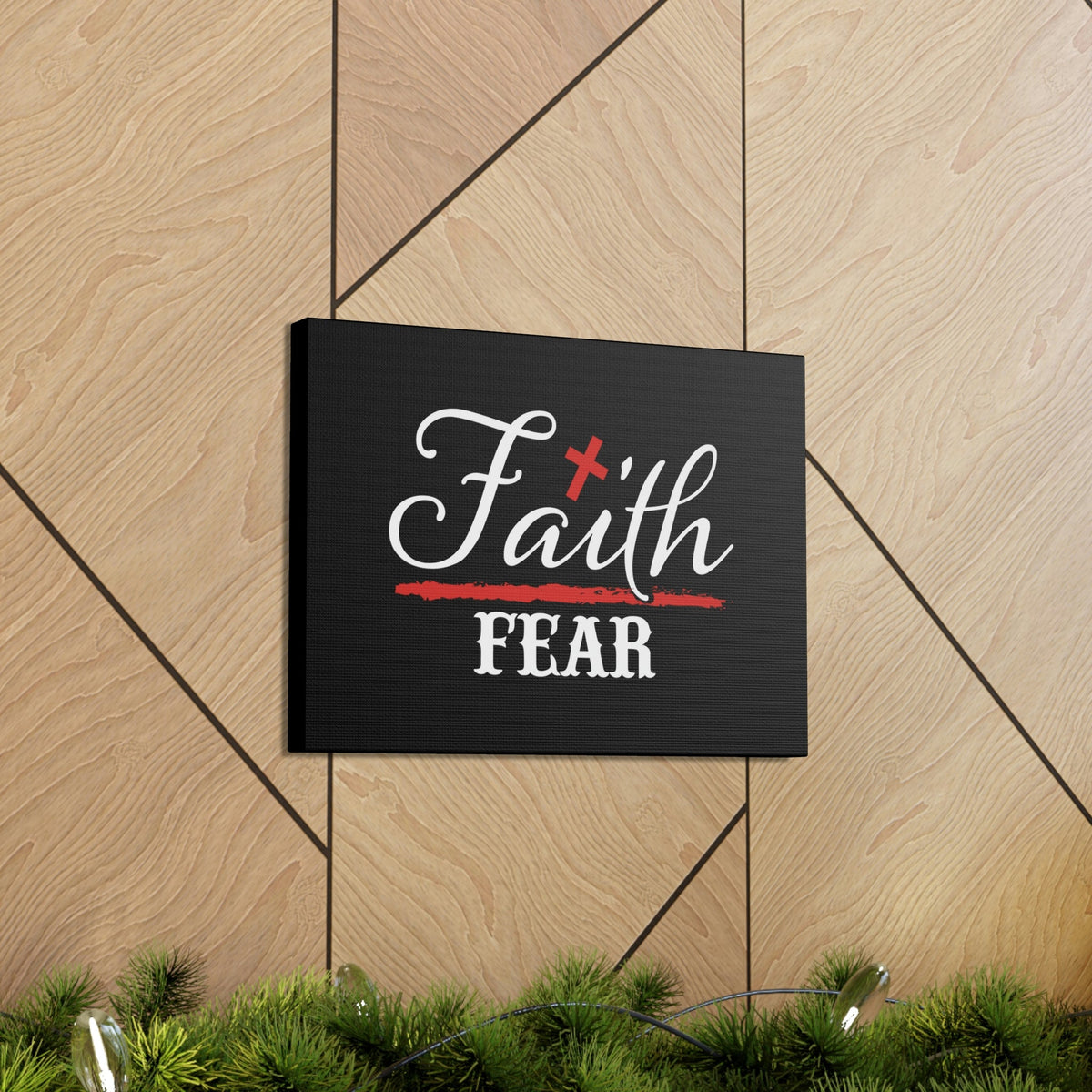 Scripture Walls Faith Over Fear Mark 4:40 Red Cross Christian Wall Art Bible Verse Print Ready to Hang Unframed-Express Your Love Gifts