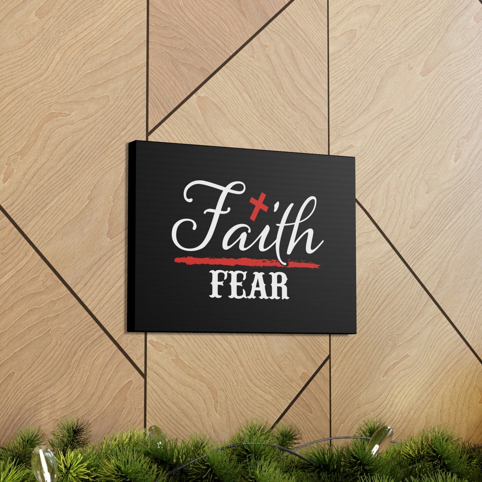 Scripture Walls Faith Over Fear Mark 4:40 Red Cross Christian Wall Art Bible Verse Print Ready to Hang Unframed-Express Your Love Gifts