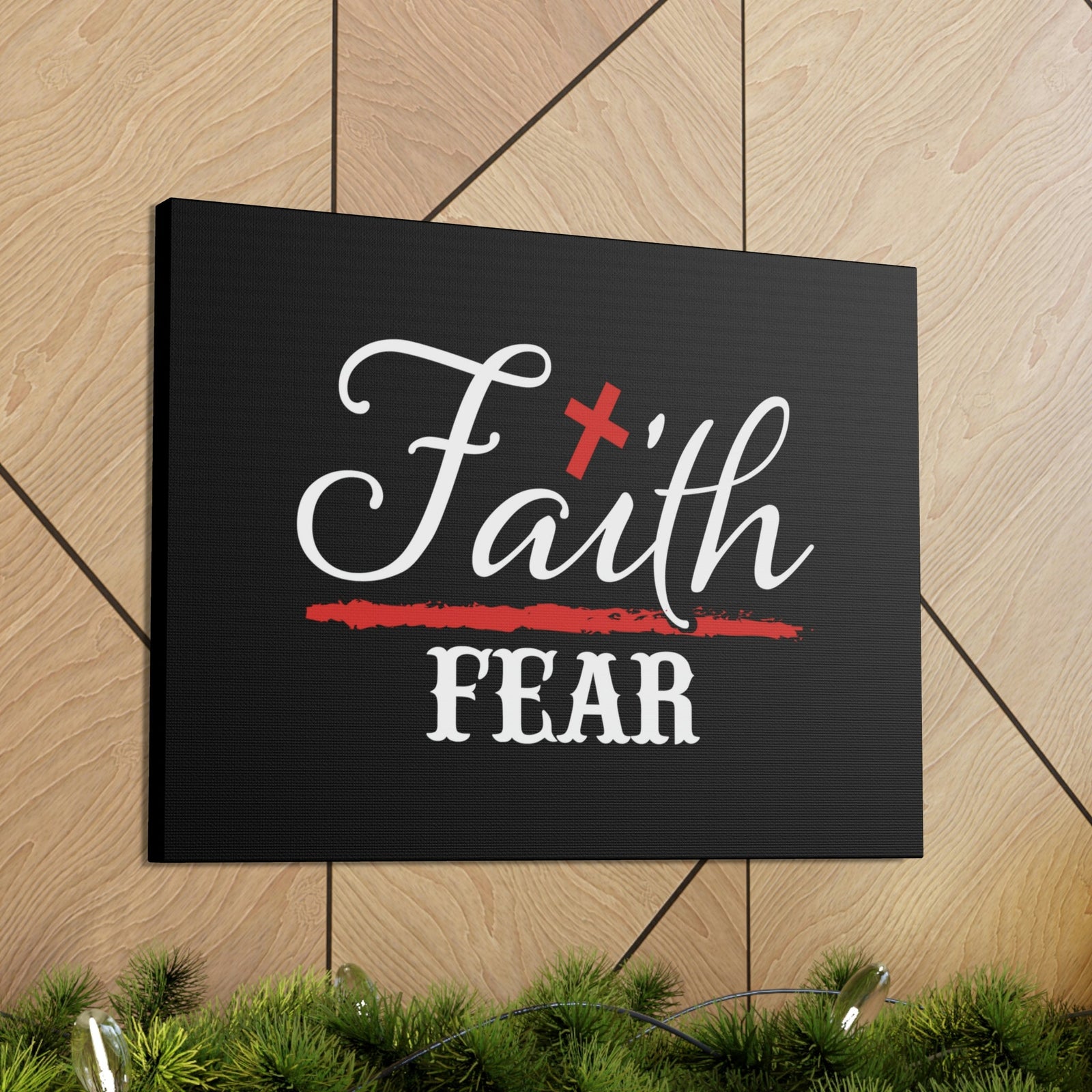 Scripture Walls Faith Over Fear Mark 4:40 Red Cross Christian Wall Art Bible Verse Print Ready to Hang Unframed-Express Your Love Gifts