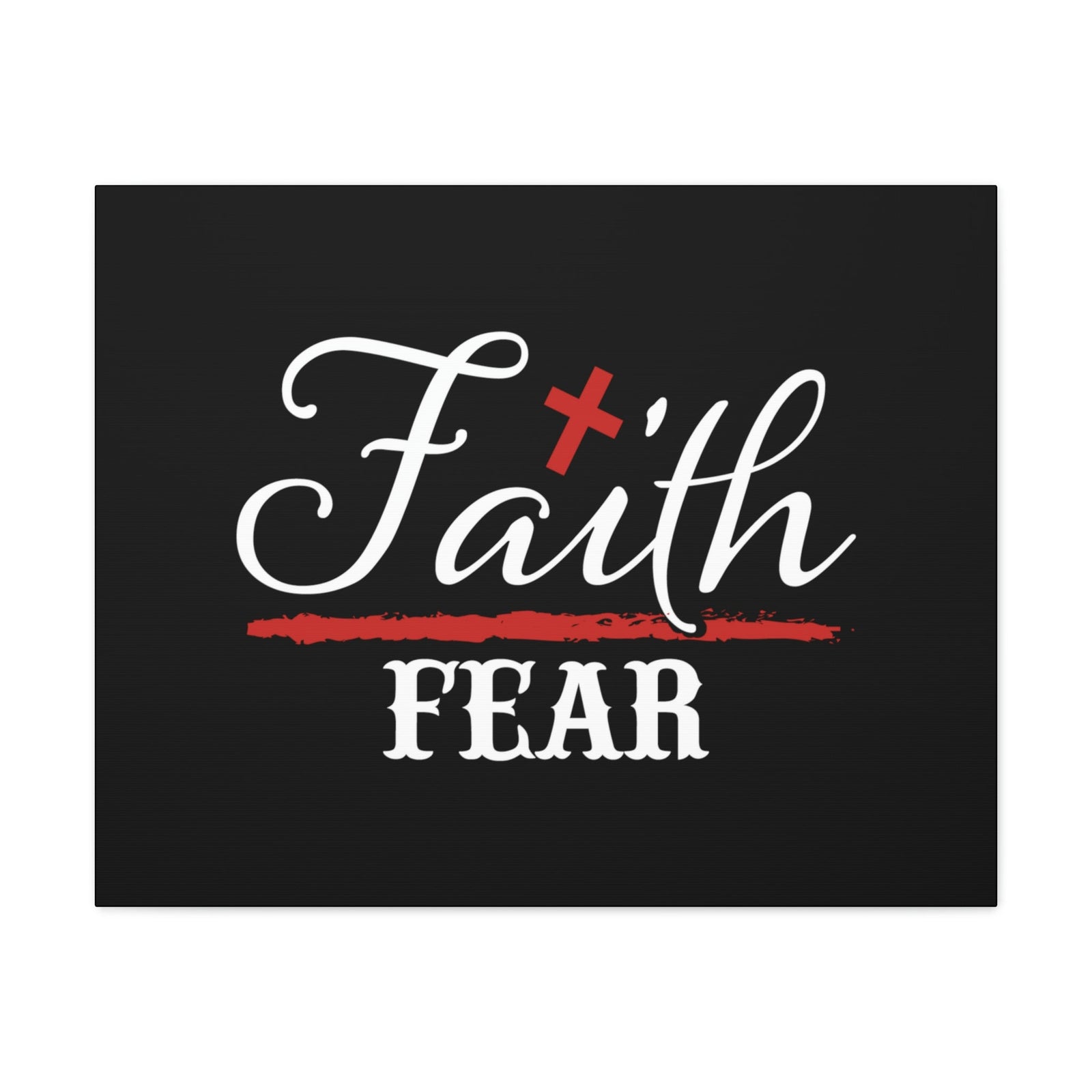 Scripture Walls Faith Over Fear Mark 4:40 Red Cross Christian Wall Art Bible Verse Print Ready to Hang Unframed-Express Your Love Gifts