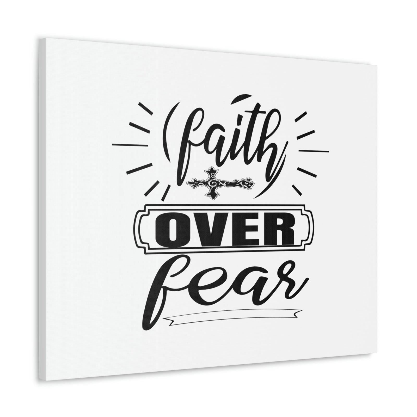 Scripture Walls Faith Over Fear Mark 4:40 Side Cross Christian Wall Art Bible Verse Print Ready to Hang Unframed-Express Your Love Gifts