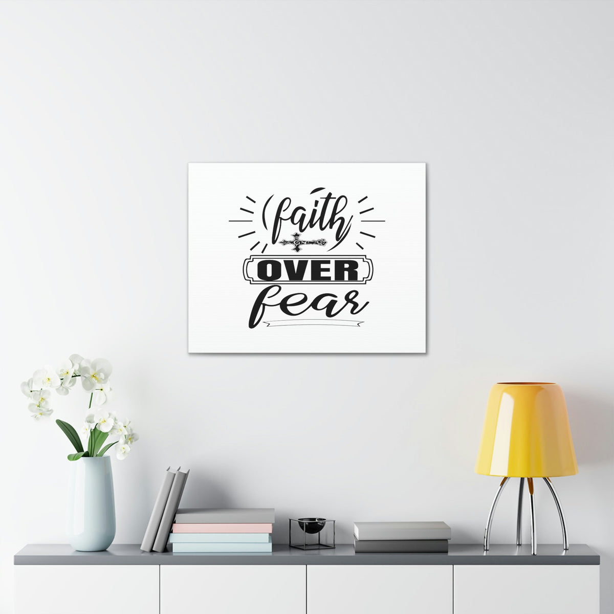 Scripture Walls Faith Over Fear Mark 4:40 Side Cross Christian Wall Art Bible Verse Print Ready to Hang Unframed-Express Your Love Gifts