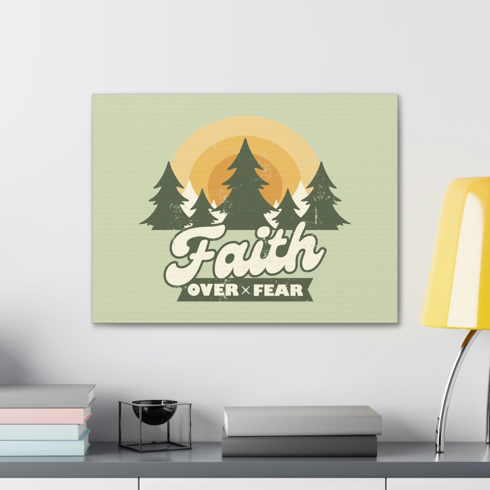 Scripture Walls Faith Over Fear Mark 4:40 Trees Sunrise Christian Wall Art Bible Verse Print Ready to Hang Unframed-Express Your Love Gifts