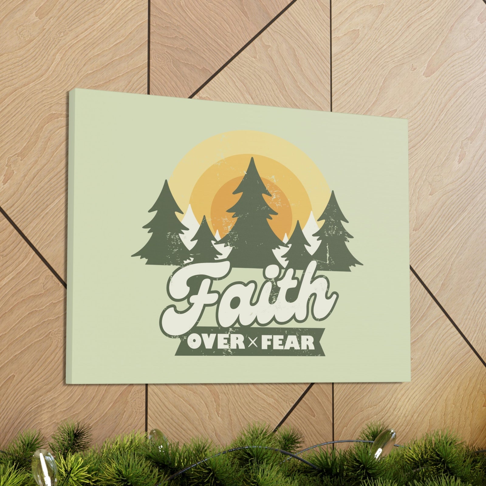 Scripture Walls Faith Over Fear Mark 4:40 Trees Sunrise Christian Wall Art Bible Verse Print Ready to Hang Unframed-Express Your Love Gifts