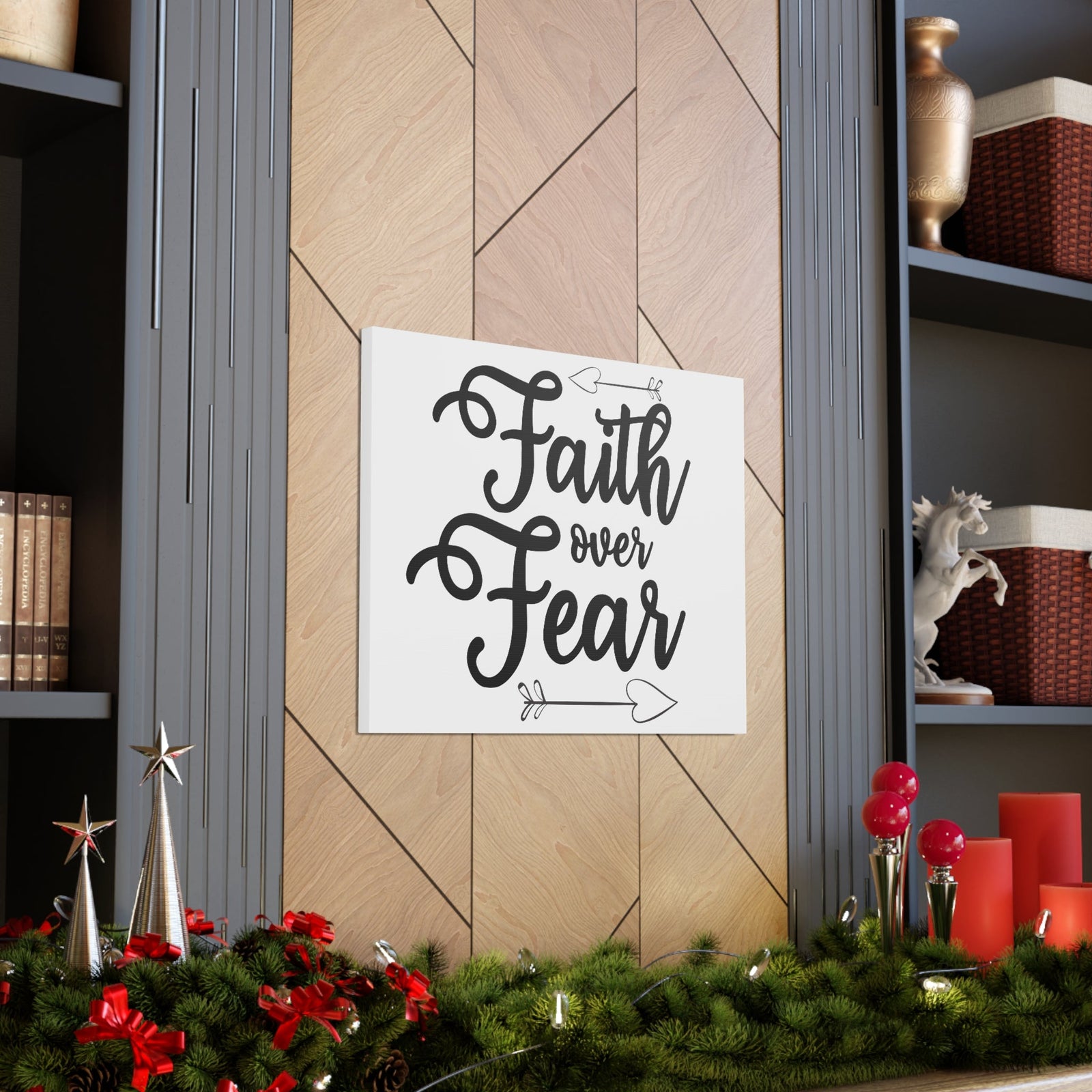 Scripture Walls Faith Over Fear Psalm 34:4 Arrow Christian Wall Art Print Ready to Hang Unframed-Express Your Love Gifts