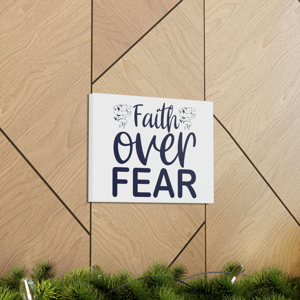 Scripture Walls Faith Over Fear Psalm 34:4 Wood Cross Christian Wall Art Print Ready to Hang Unframed-Express Your Love Gifts