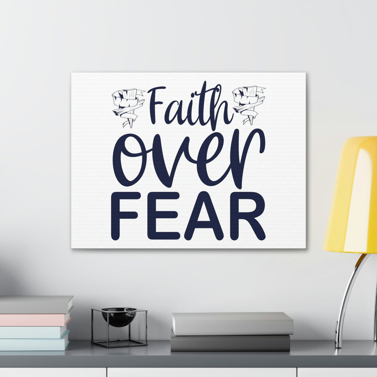 Scripture Walls Faith Over Fear Psalm 34:4 Wood Cross Christian Wall Art Print Ready to Hang Unframed-Express Your Love Gifts