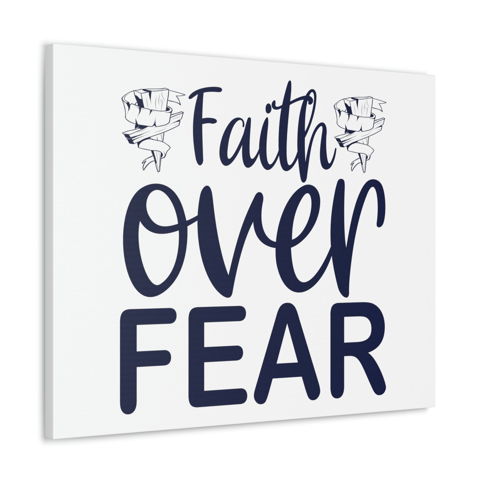 Scripture Walls Faith Over Fear Psalm 34:4 Wood Cross Christian Wall Art Print Ready to Hang Unframed-Express Your Love Gifts