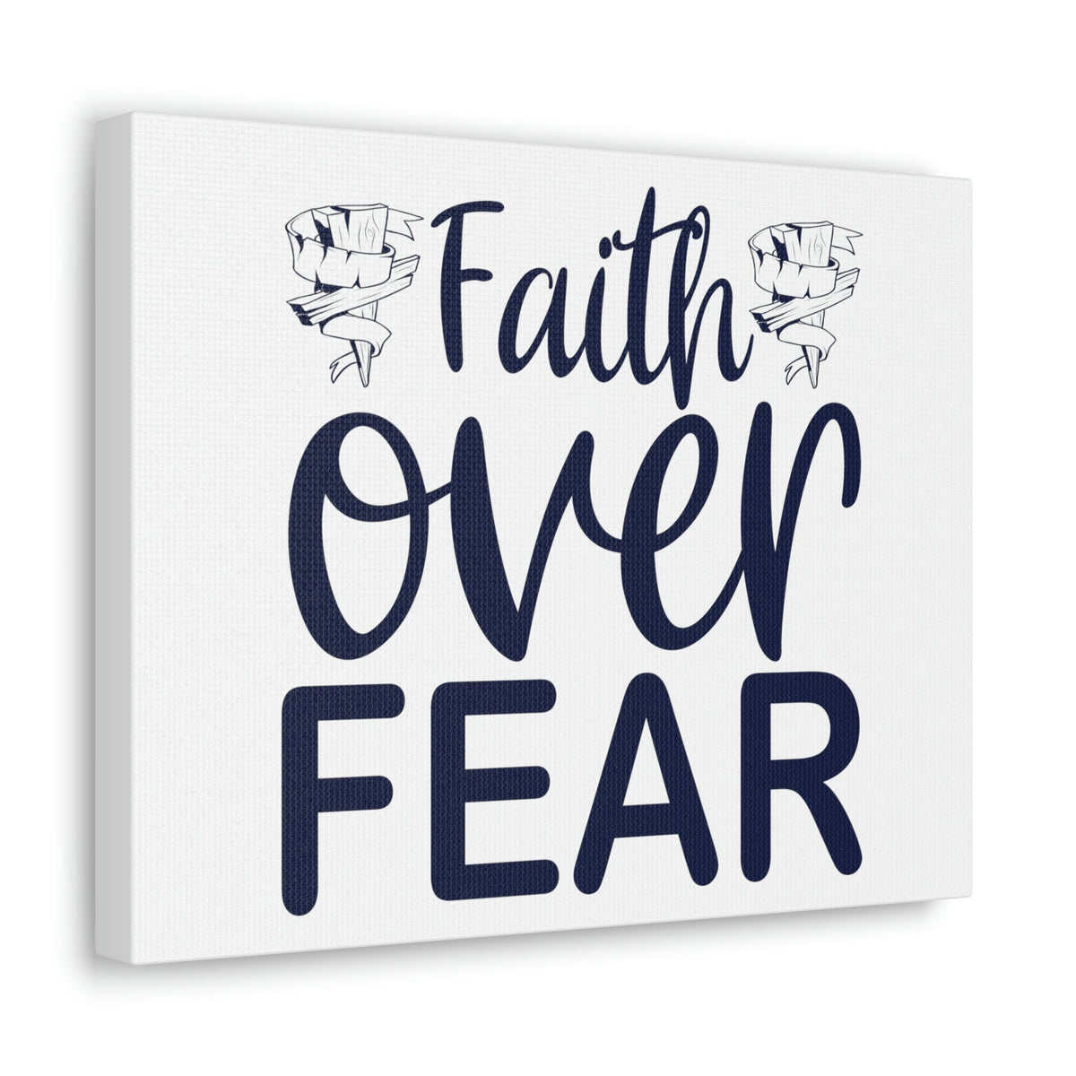 Scripture Walls Faith Over Fear Psalm 34:4 Wood Cross Christian Wall Art Print Ready to Hang Unframed-Express Your Love Gifts