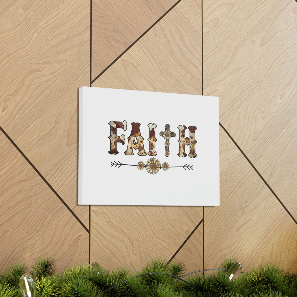 Scripture Walls Faith Romans 10:17 Flower Pattern Brown Christian Wall Art Bible Verse Print Ready to Hang Unframed-Express Your Love Gifts
