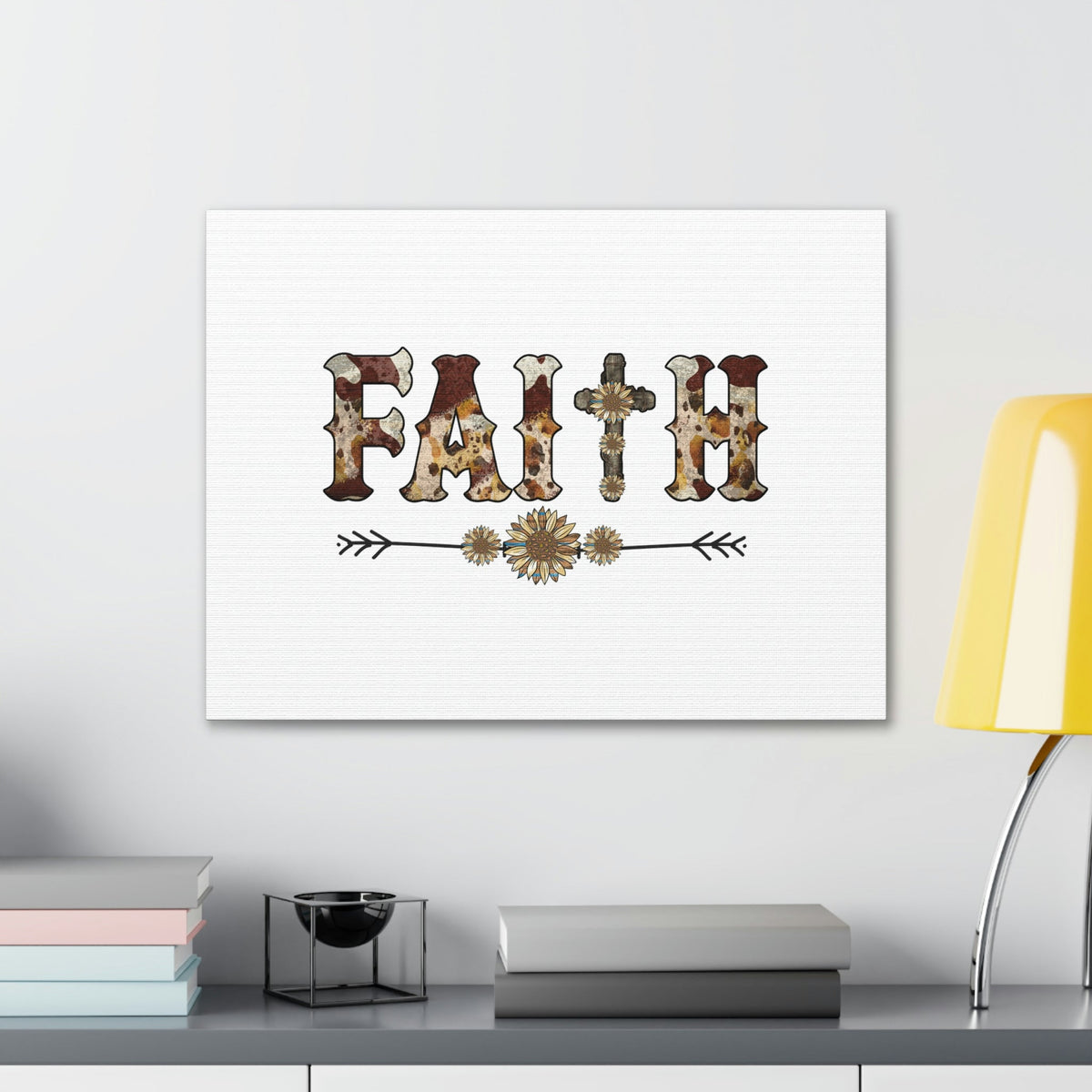 Scripture Walls Faith Romans 10:17 Flower Pattern Brown Christian Wall Art Bible Verse Print Ready to Hang Unframed-Express Your Love Gifts