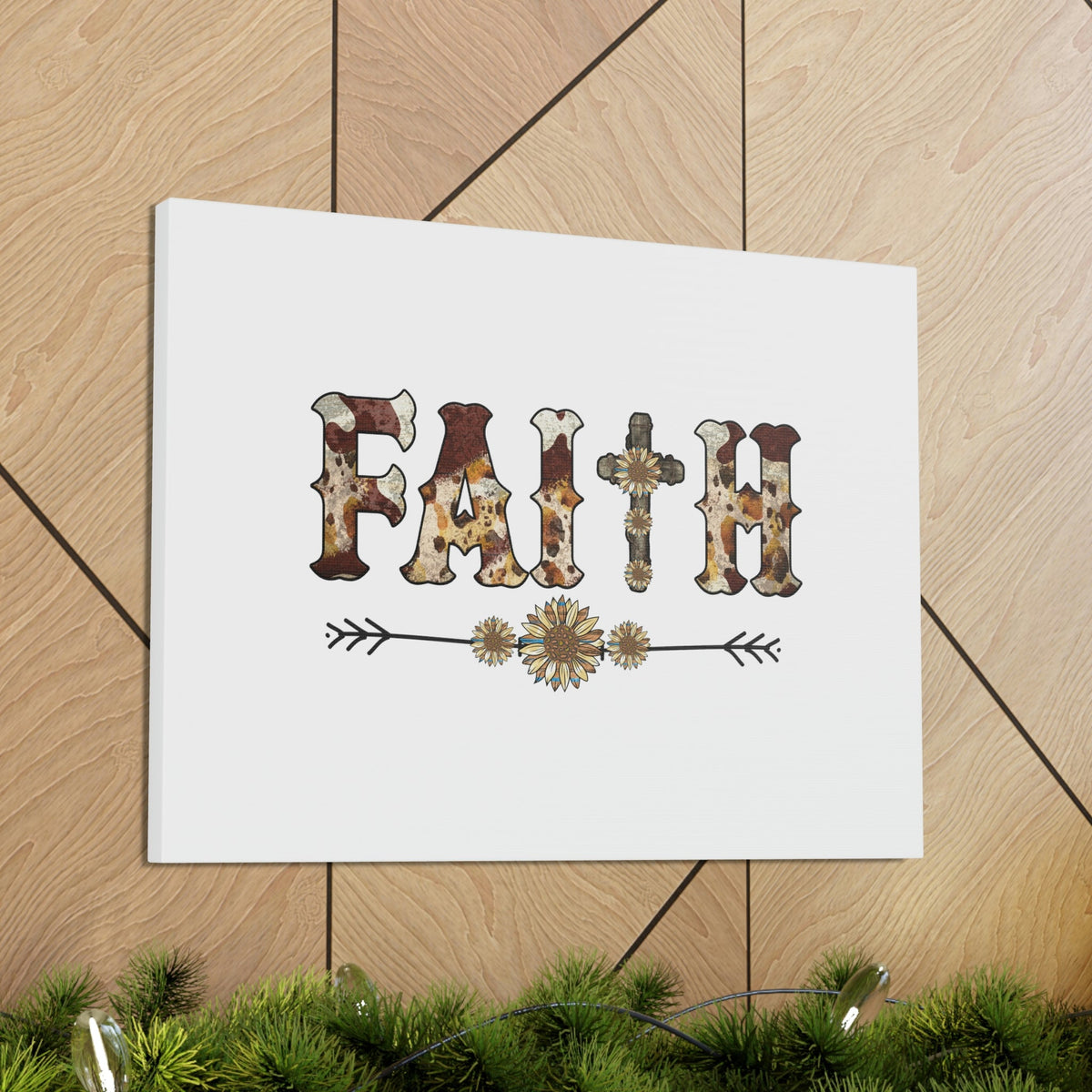 Scripture Walls Faith Romans 10:17 Flower Pattern Brown Christian Wall Art Bible Verse Print Ready to Hang Unframed-Express Your Love Gifts