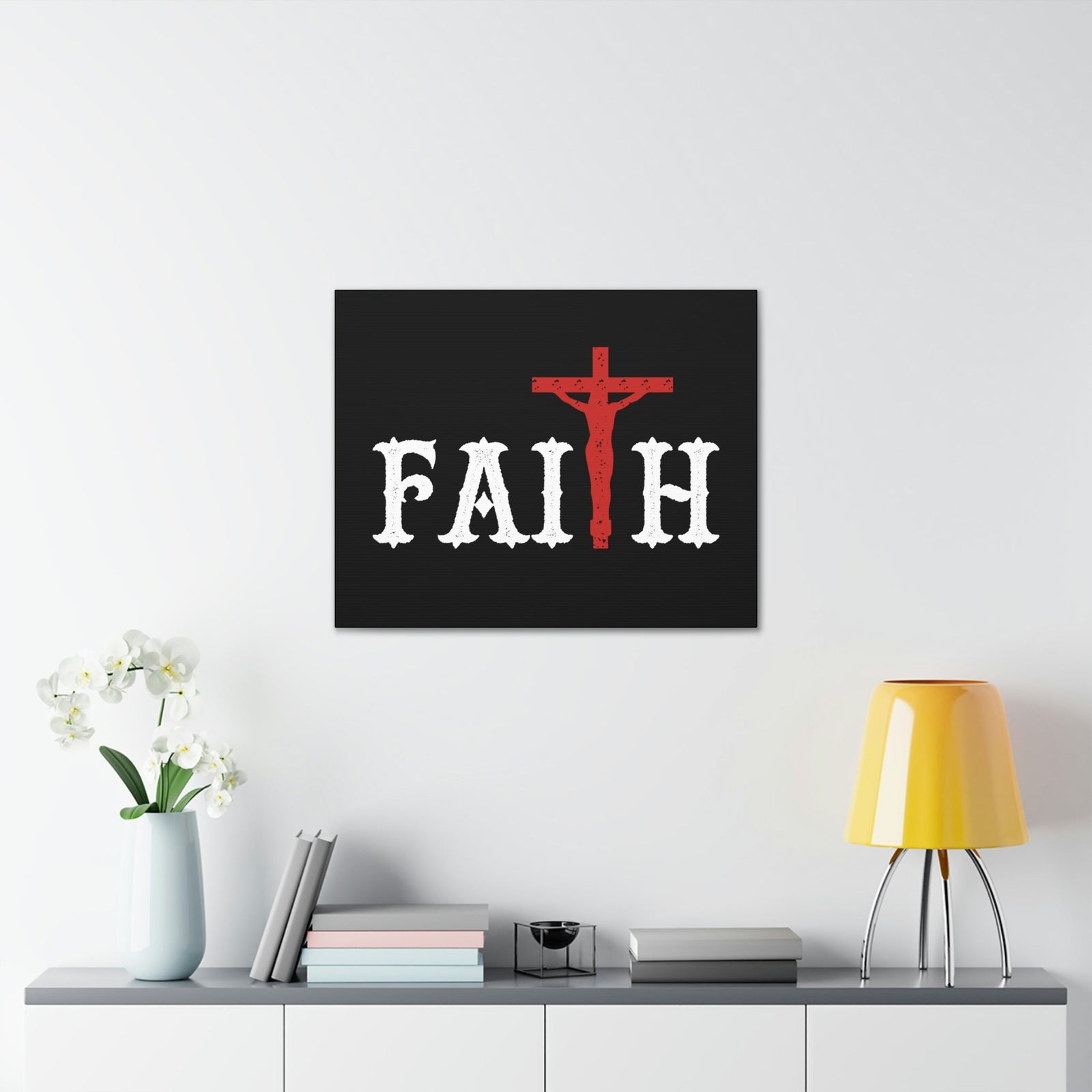 Scripture Walls Faith Romans 10:17 Red Cross Christian Wall Art Bible Verse Print Ready to Hang Unframed-Express Your Love Gifts