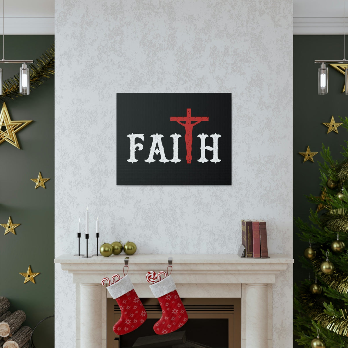 Scripture Walls Faith Romans 10:17 Red Cross Christian Wall Art Bible Verse Print Ready to Hang Unframed-Express Your Love Gifts