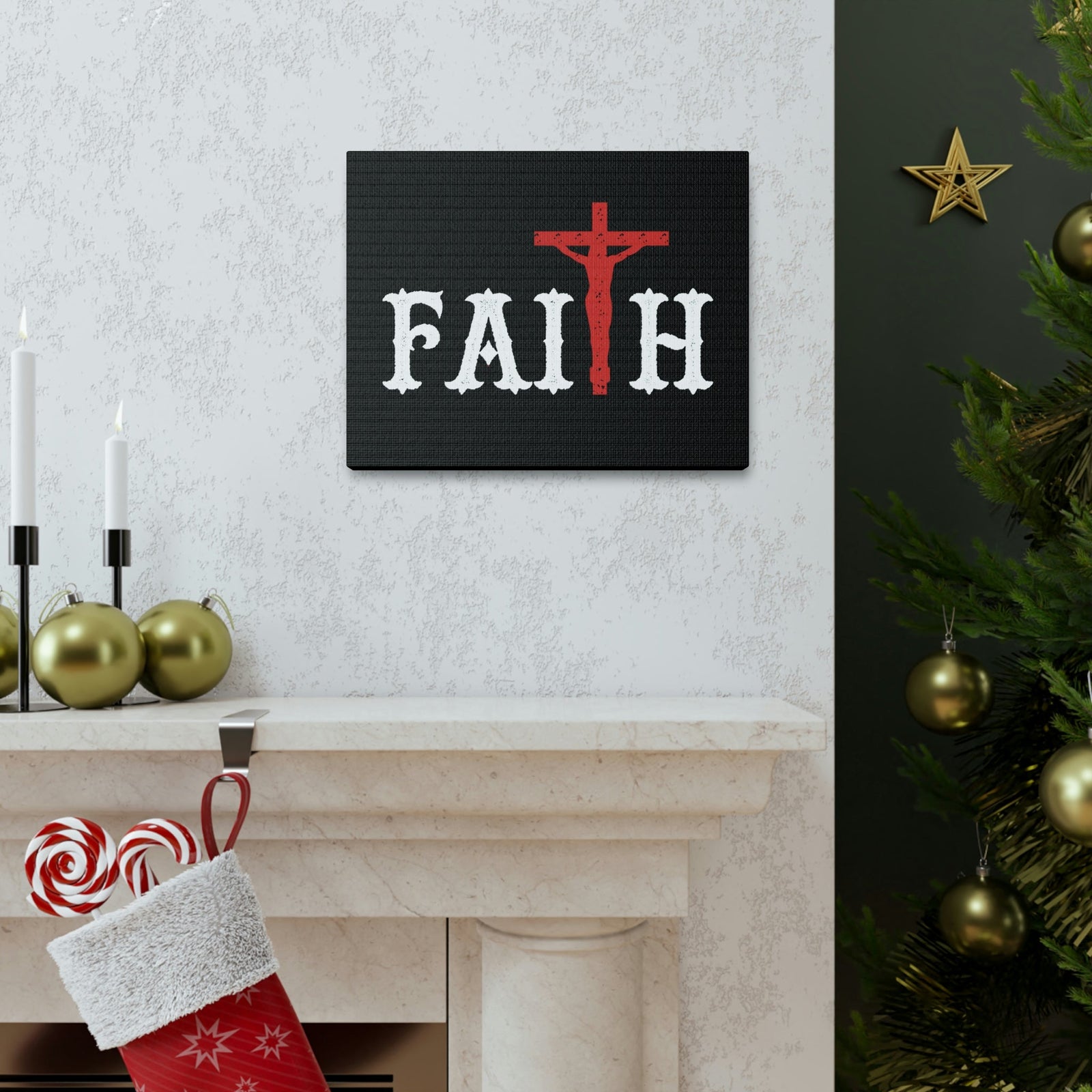 Scripture Walls Faith Romans 10:17 Red Cross Christian Wall Art Bible Verse Print Ready to Hang Unframed-Express Your Love Gifts