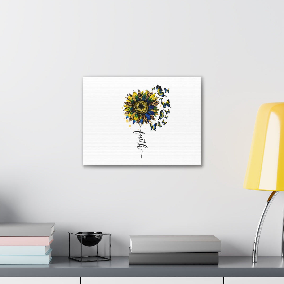 Scripture Walls Faith Sunflower Romans 5:1 Christian Wall Art Bible Verse Print Ready to Hang Unframed-Express Your Love Gifts