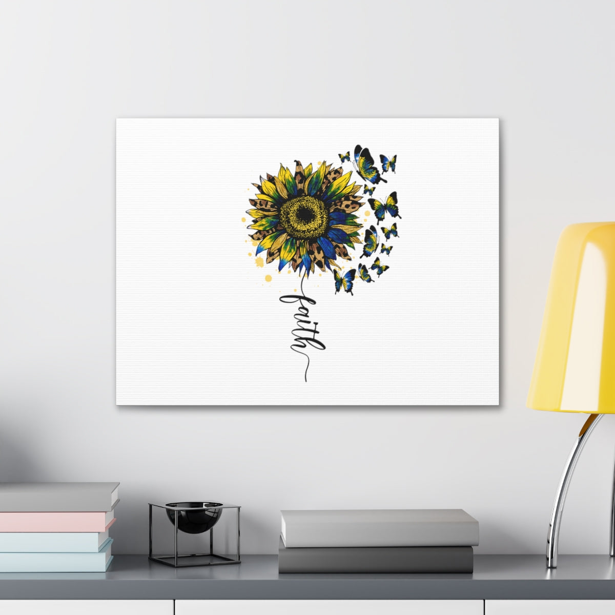 Scripture Walls Faith Sunflower Romans 5:1 Christian Wall Art Bible Verse Print Ready to Hang Unframed-Express Your Love Gifts