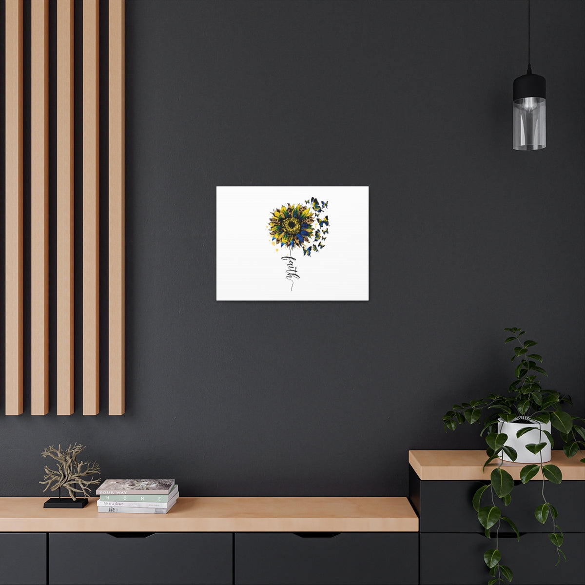 Scripture Walls Faith Sunflower Romans 5:1 Christian Wall Art Bible Verse Print Ready to Hang Unframed-Express Your Love Gifts