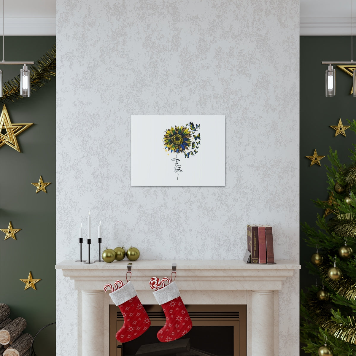 Scripture Walls Faith Sunflower Romans 5:1 Christian Wall Art Bible Verse Print Ready to Hang Unframed-Express Your Love Gifts
