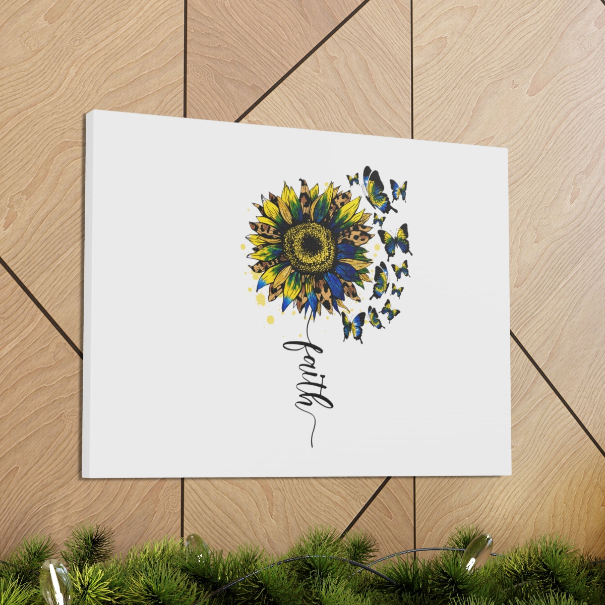 Scripture Walls Faith Sunflower Romans 5:1 Christian Wall Art Bible Verse Print Ready to Hang Unframed-Express Your Love Gifts
