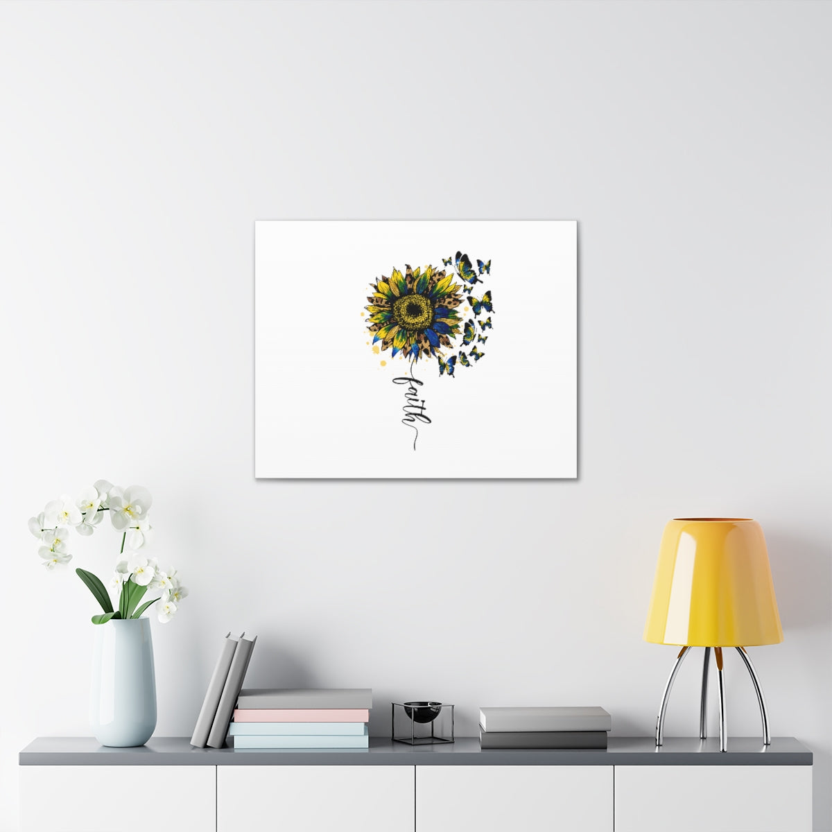 Scripture Walls Faith Sunflower Romans 5:1 Christian Wall Art Bible Verse Print Ready to Hang Unframed-Express Your Love Gifts