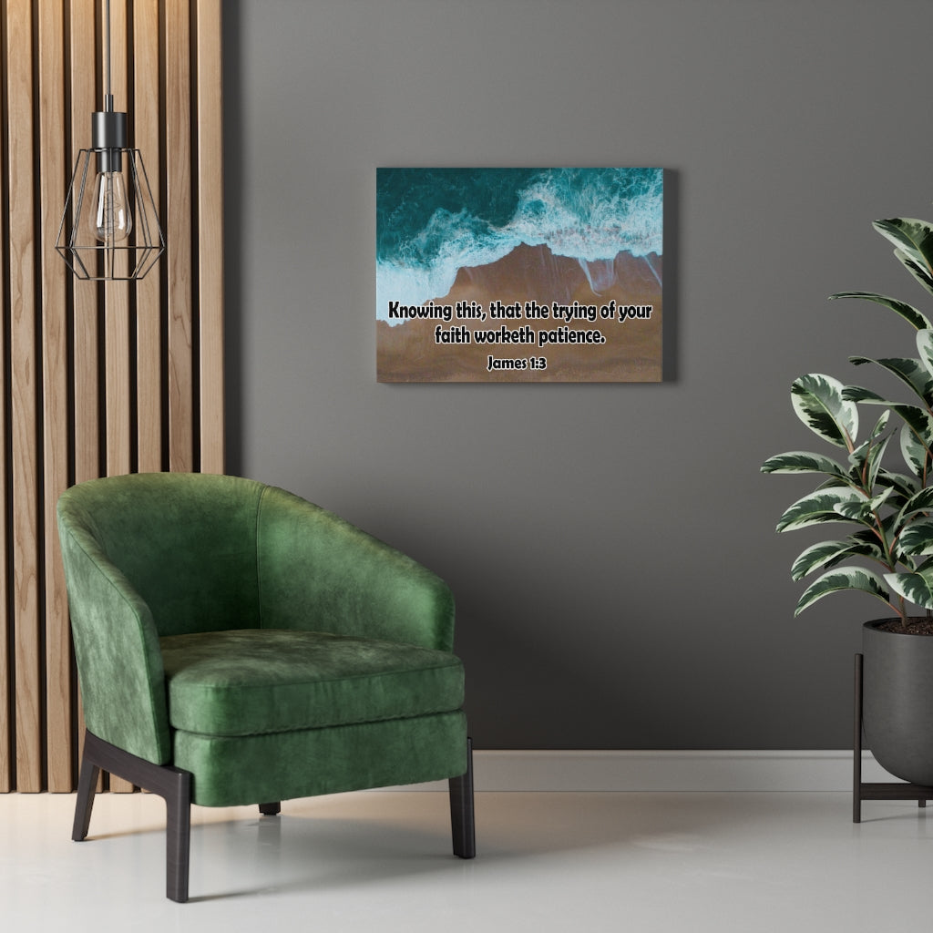 Scripture Walls Faith Worketh Patience James 1:3 Bible Verse Canvas Christian Wall Art Ready to Hang Unframed-Express Your Love Gifts