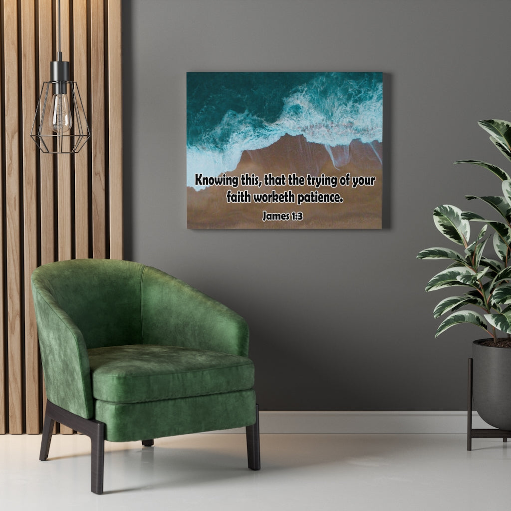 Scripture Walls Faith Worketh Patience James 1:3 Bible Verse Canvas Christian Wall Art Ready to Hang Unframed-Express Your Love Gifts