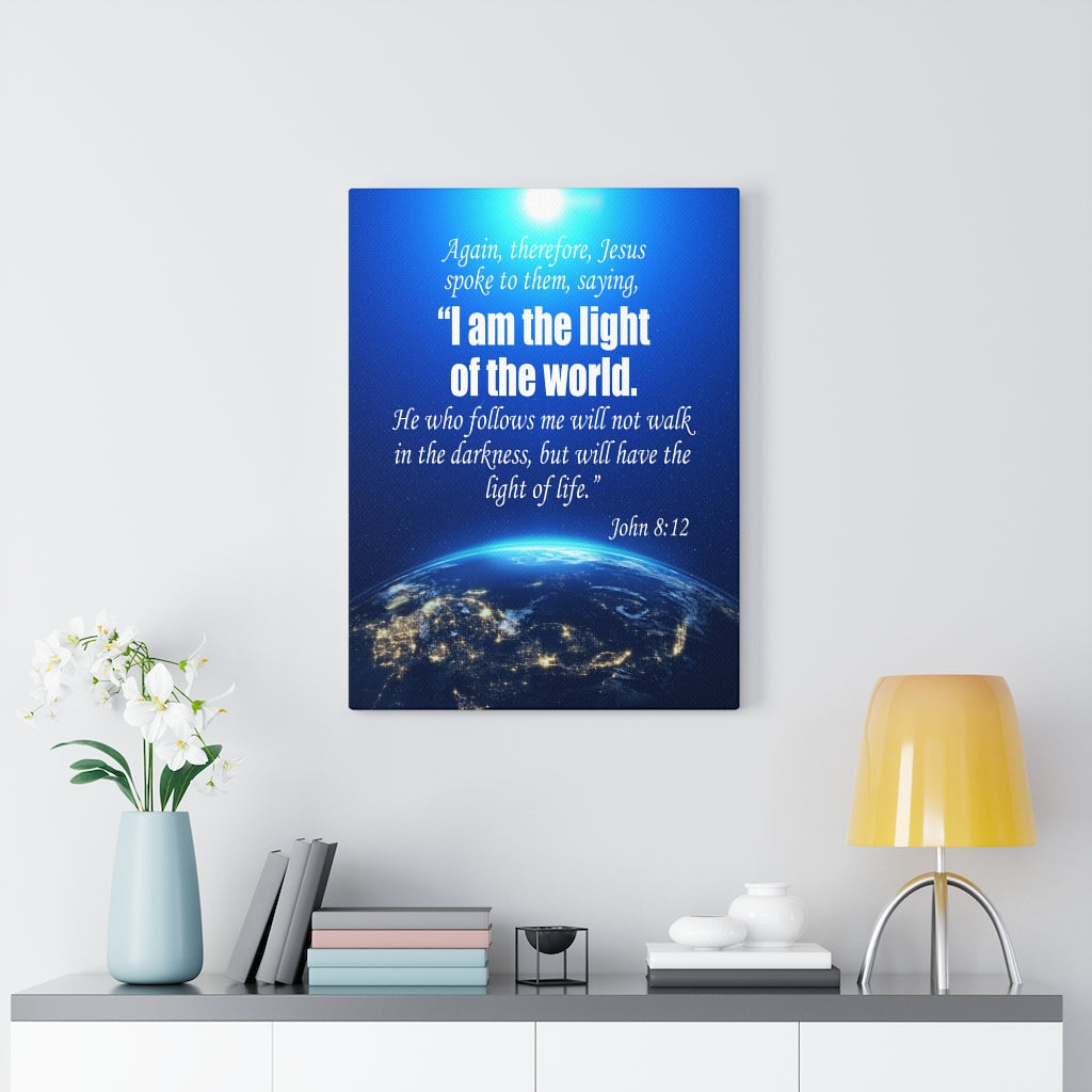 Scripture Walls Faith Works John 8:12 Bible Verse Canvas Christian Wall Art Ready to Hang Unframed-Express Your Love Gifts
