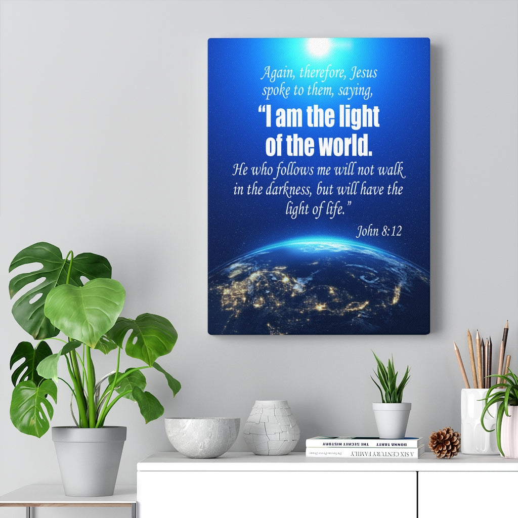 Scripture Walls Faith Works John 8:12 Bible Verse Canvas Christian Wall Art Ready to Hang Unframed-Express Your Love Gifts