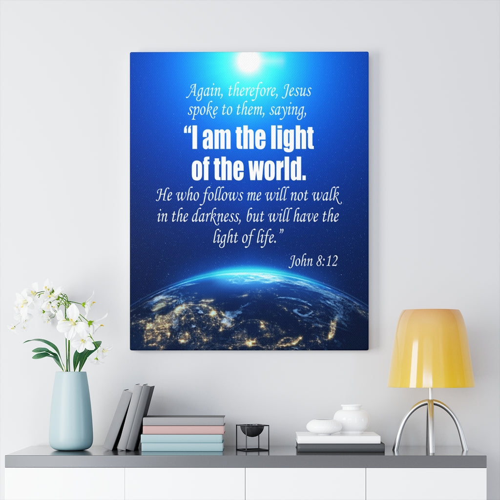 Scripture Walls Faith Works John 8:12 Bible Verse Canvas Christian Wall Art Ready to Hang Unframed-Express Your Love Gifts