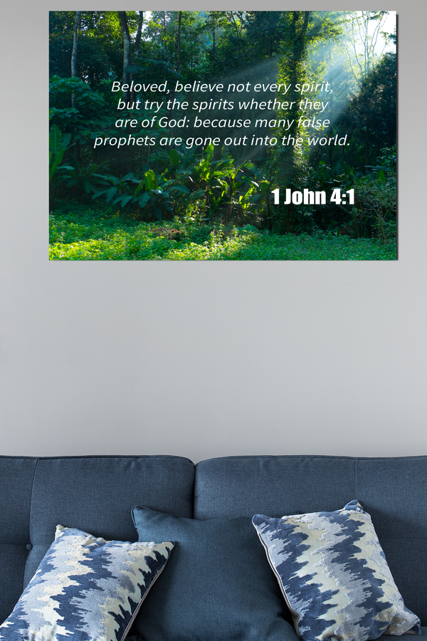 Scripture Walls False Prophets 1 John 4:1 Bible Verse Canvas Christian Wall Art Ready to Hang Unframed-Express Your Love Gifts