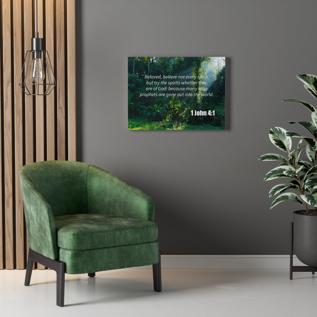 Scripture Walls False Prophets 1 John 4:1 Bible Verse Canvas Christian Wall Art Ready to Hang Unframed-Express Your Love Gifts
