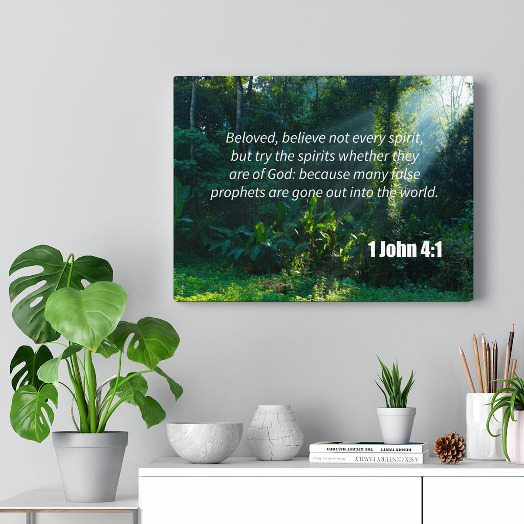 Scripture Walls False Prophets 1 John 4:1 Bible Verse Canvas Christian Wall Art Ready to Hang Unframed-Express Your Love Gifts