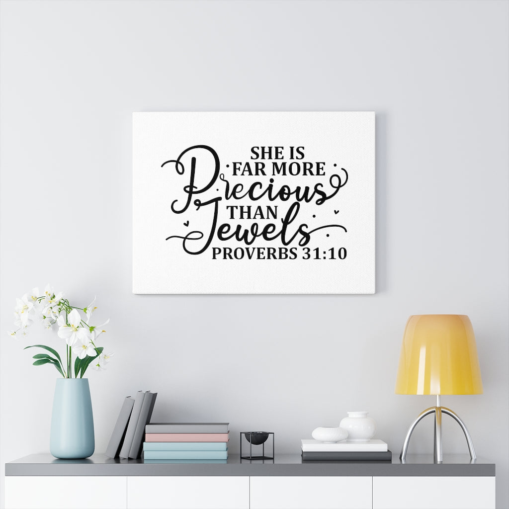 Scripture Walls Far More Precious Proverbs 31:10 Bible Verse Canvas Christian Wall Art Ready to Hang Unframed-Express Your Love Gifts