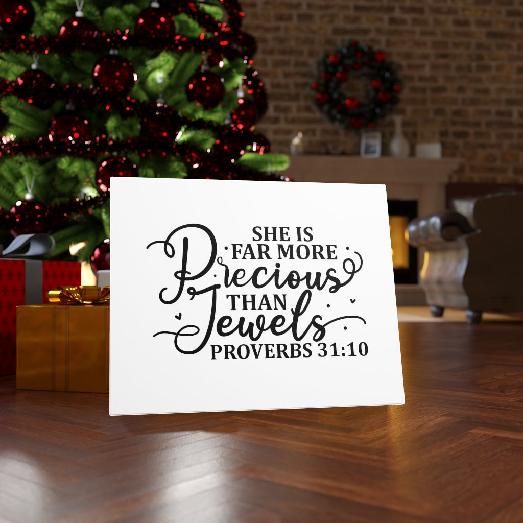 Scripture Walls Far More Precious Proverbs 31:10 Bible Verse Canvas Christian Wall Art Ready to Hang Unframed-Express Your Love Gifts