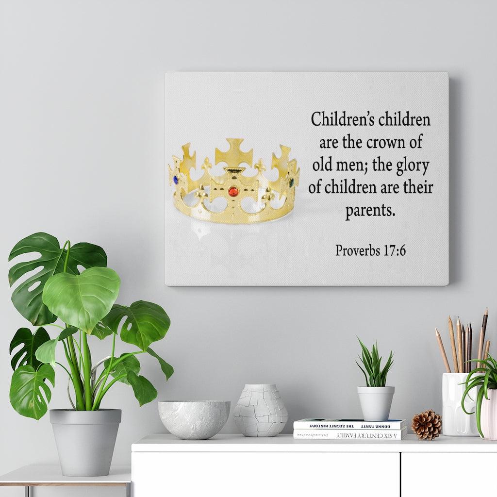 Scripture Walls Father's Glory Are His Children Proverbs 17:6 Bible Verse Canvas Christian Wall Art Ready to Hang Unframed-Express Your Love Gifts