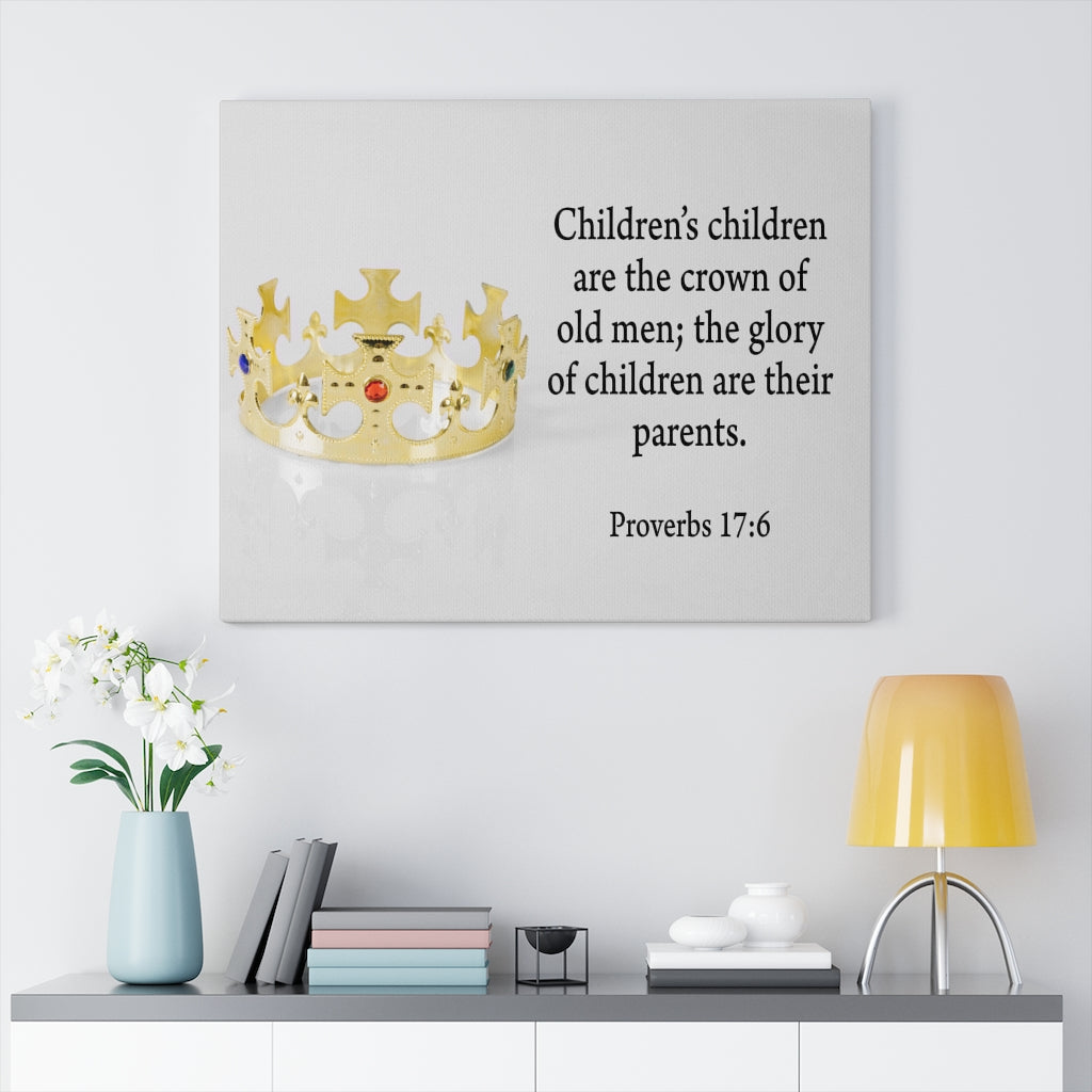 Scripture Walls Father's Glory Are His Children Proverbs 17:6 Bible Verse Canvas Christian Wall Art Ready to Hang Unframed-Express Your Love Gifts