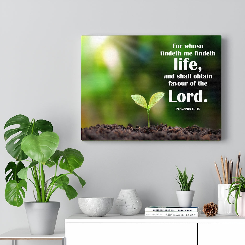 Scripture Walls Favour of The Lord Proverbs 8:35 Bible Verse Canvas Christian Wall Art Ready to Hang Unframed-Express Your Love Gifts