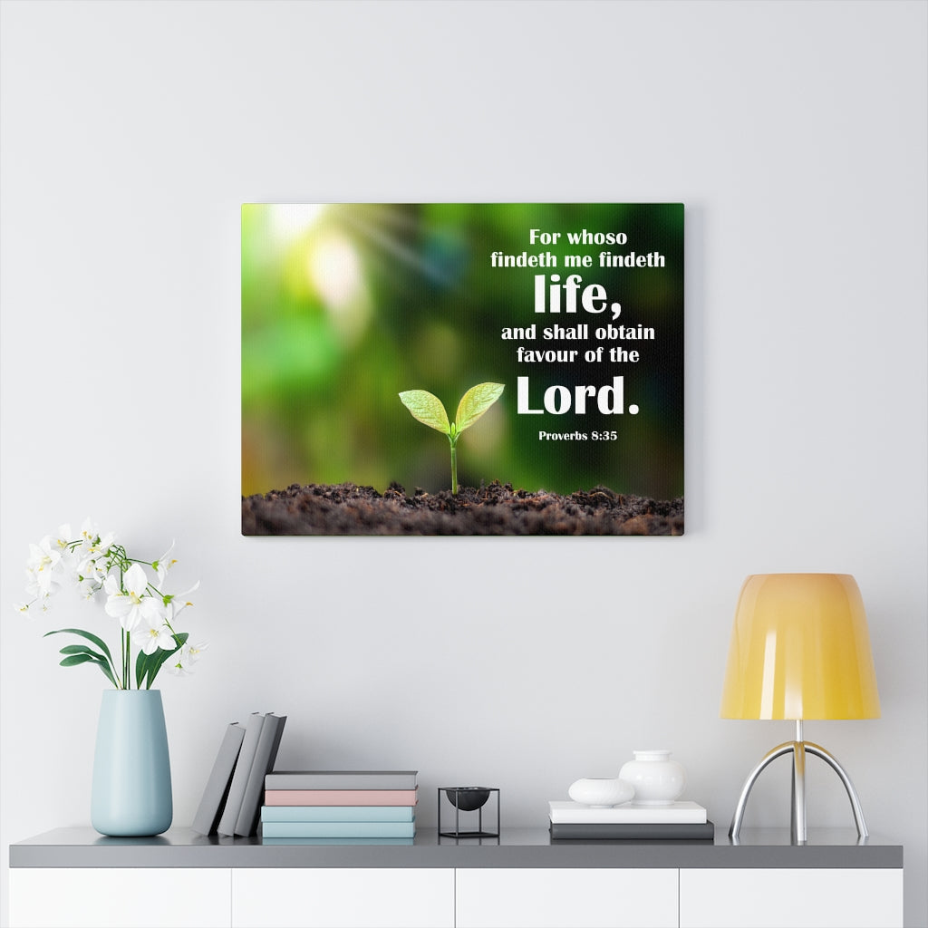 Scripture Walls Favour of The Lord Proverbs 8:35 Bible Verse Canvas Christian Wall Art Ready to Hang Unframed-Express Your Love Gifts